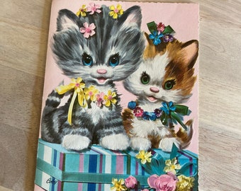 Vintage Precious Pets Coby Kitschy Cat Greeting Card Kitsch Junk Journal Vintage Crafts Get Well Card Scrapbook