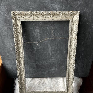 Vintage Frame 15 x 23 Antique Frame Antique Picture Frame Ornate Frame Silver Color Wood Frame Fits 12 x 20 Picture Vintage Photo Frame