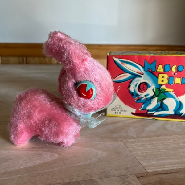 Vintage Wind-Up Mascot Bunny Toy With Box Made In Japan #810 Pink Bunny Vintage Toys Vintage Kids Vintage Easter