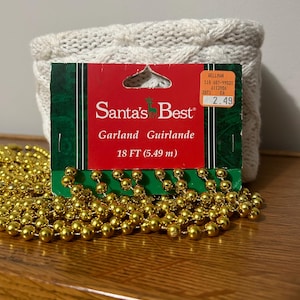 Vintage Christmas Garland Gold Beads 18 Ft. Kitsch Vintage Packaging Vintage Crafts Kitschmas Santa’s Best Garland