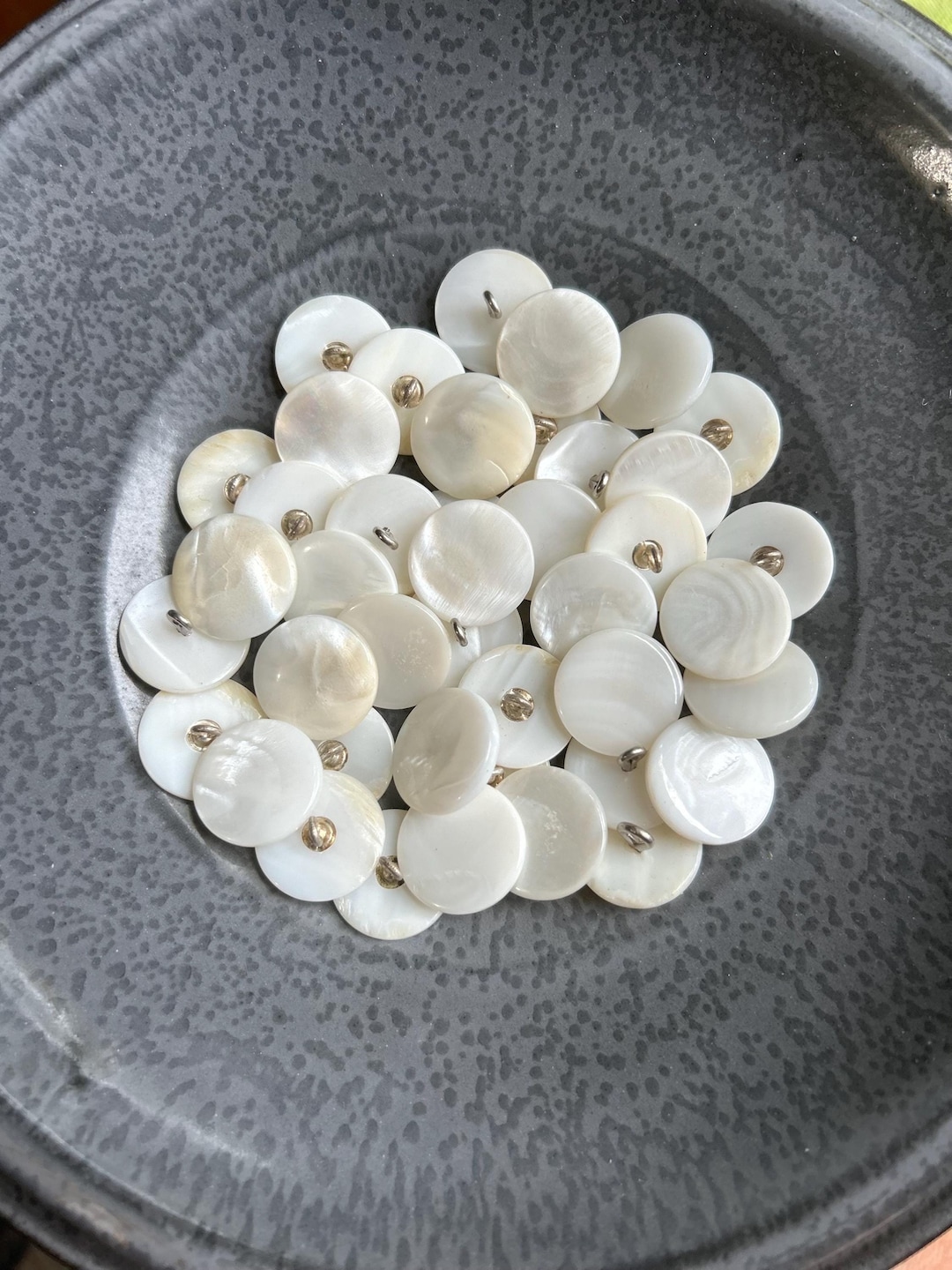 Pear Buttons Vintage White Mother of Pearl Buttons Toggle Metal Shanks Lot of 73 ...