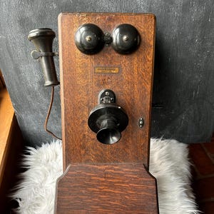Antique West Electric Hand Crank Wall Telephone Has Been Converted American Tel & Tel Co. Wall Crank Telephone Wood Box Hand Crank Phone