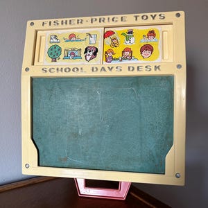 Vintage 1972 Fisher Price School Days Desk 1970’s Fisher Price Toys 16 Stencils Cards Magnetic Letters Vintage Kids Vintage Toys Homeschool