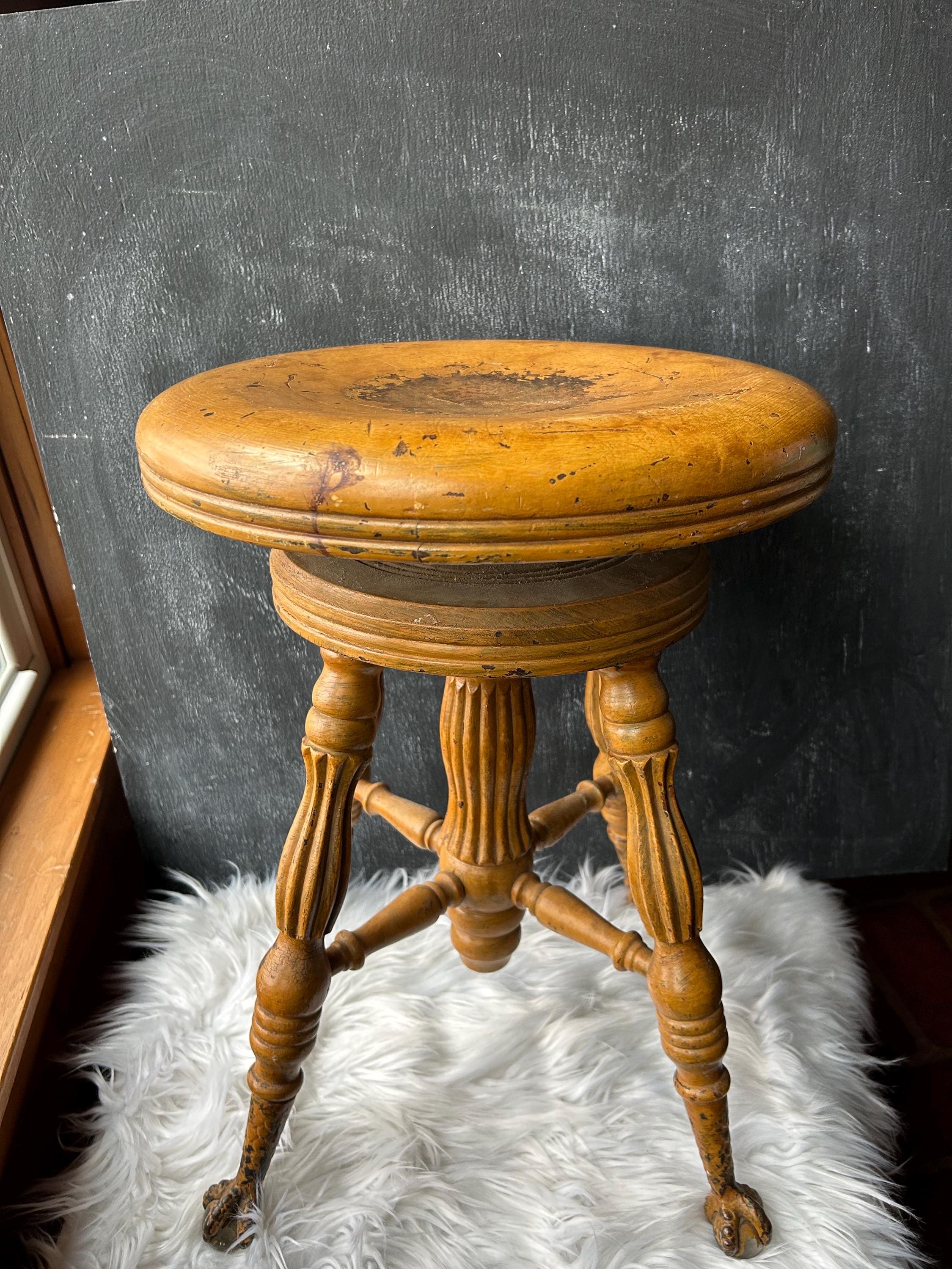Antique Piano Stool Piano Chair Ball and Claw Feet Victorian Glass