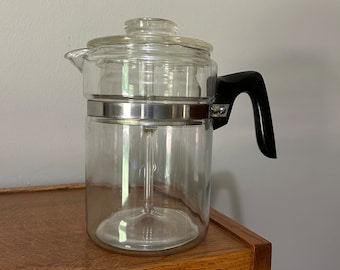 Vintage Pyrex Percolator Pyrex Coffee Pot Stovetop Percolator Stoce Top  Percolator Flameware Glass Coffee Pot Pyrex Coffee Maker Complete