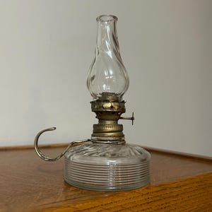 Antique Miniature Oil Lamp Finger Oil Lantern Kids Oil Lamp Kerosene Oil Lamp Pressed Clear Glass Swirl Glass Vintage Oil Lamp Primitive