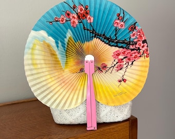 Vintage Oriental Foldaway Hand Fan Vintage Floral Vintage Fan Japanese Cherry Blossom People’s Republice Of China