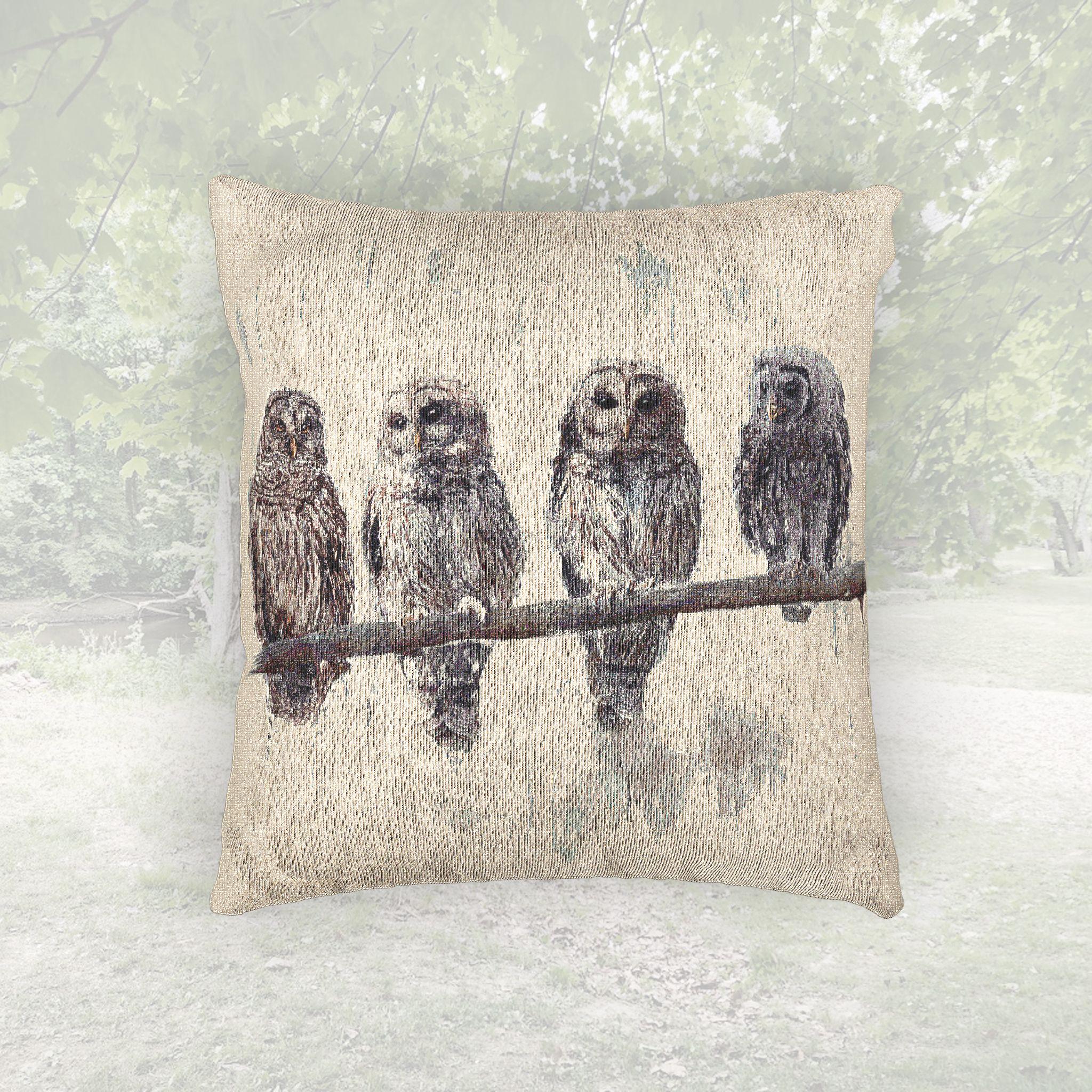 Woodland Owl Woven Pillow, Nature Decor, Cozy Home Accent, Bird Lover Gift, Vintage 70s Style Decor,