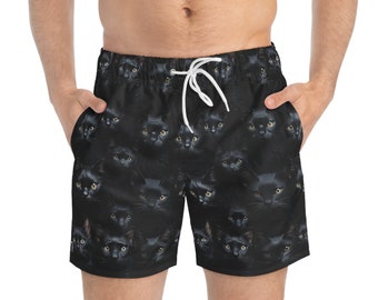 Swim Trunks, Mens Shorts Black Cat Swimsuit Bottoms Men&#39;s Clothing Casual wear xs to 3xl