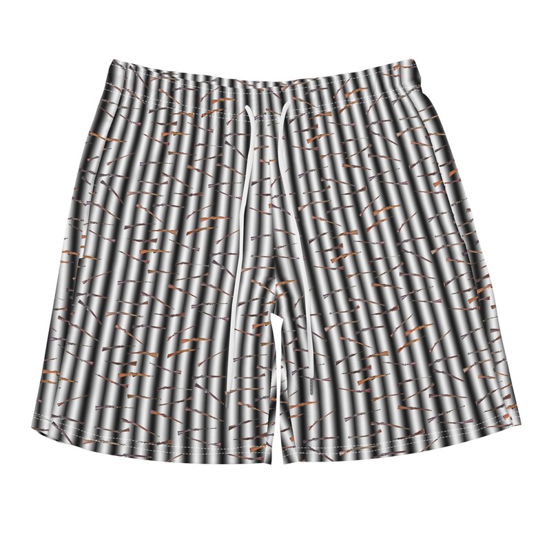 Men Hawaiian Short Sleeve Shirt and Shorts Set Vintage Guns & Stripes Top 2pc Summer Outfit image 8