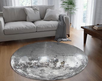 DISCO BALL round mat throw rug floor mirrorball Custom Door Mat Party Gift 2 Sizes for Home