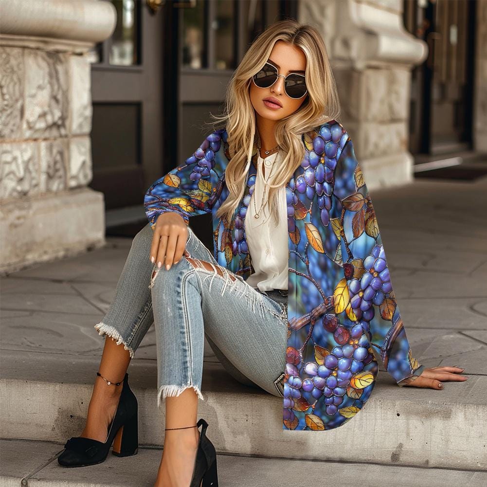 Long Sleeve Cardigan Jacket Autumn Fall Floral Casual Women's - 2xl