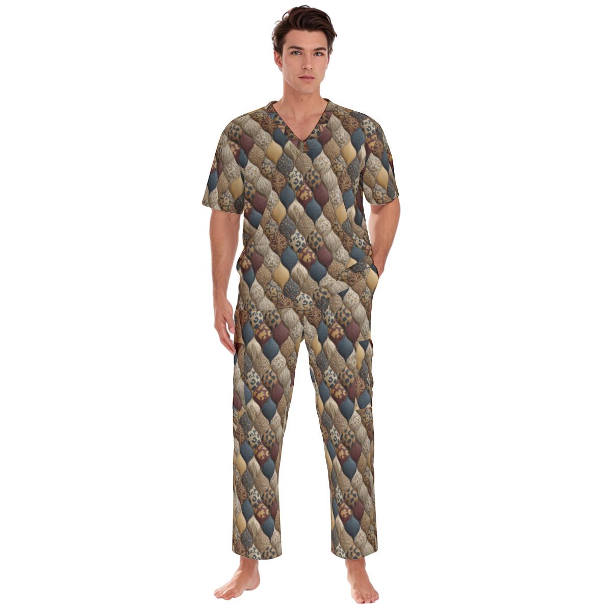 Boho Print Unisex Scrub Set Medical Scrubs Top Pants Men Women 2pc Outfit