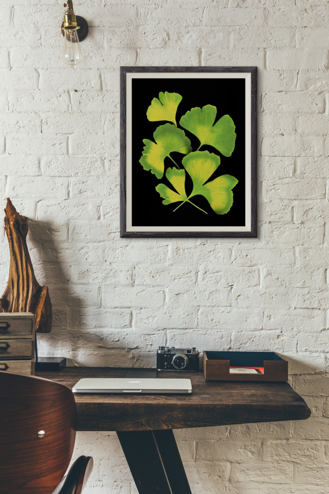 Nature Photo, Ginkgo Leaves, Green, Yellow, Wall Art, Home Decor, Rustic Home Decor, Wall Art