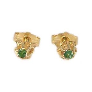 Genuine Alexandrite Earrings Siberia Alexandrite Gemstone, Natural Color-Change Gem, 19thC Antique Gemstone, 14kt Gold Blossom Studs #641403