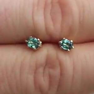Gorgeous Alexandrite Earrings, 14kt Gold Studs, Antique Gemstone, Genuine Alexandrite, Natural Gemstone, Siberian Color-Change Gems #36803
