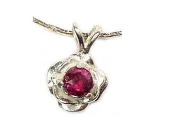Red Garnet Rose Necklace Myth of Noah’s Ark Illumination, Antique Gemstone, Symbol of Christ Sacrifice, Rhodolite Garnet Pendant #18060.2