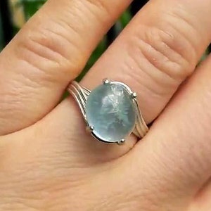 Aquamarine Ring Ancient Greek Ocean Mariner Talisman Antique Aquamarine Cab 18th Century Blue Green Gemstone Sterling Silver Ring #64189.2