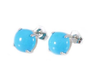 Robin's Egg Blue Turquoise Earrings Ancient Talisman Gorgeous Turquoise Studs Jewelry Evil Eye Turban Stone 18th Century Gemstone #61762