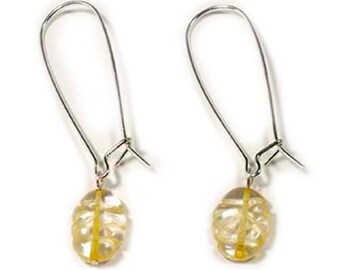 Medieval Shopkeeper Fortune Talisman, Hand Carved Citrine Earrings, 19th Century Antique Gemstone, Scots Snake Anti-Venom Amulet #46859