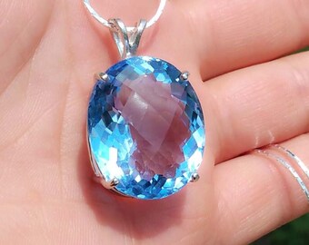 Blue Topaz Pendant Power of the Moon Topaz Necklace Ancient Roman Gem of God Apollo Blue Topaz Gemstone November Birthstone Gemstone #60267
