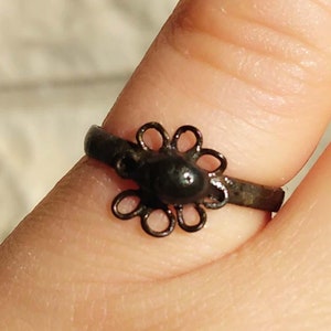 Genuine Byzantine Ring Medieval Bronze Ring Roman Ring, Intricate Wire Flower Bezel Ring Roman Empire Ring Size 6 Ancient Ring Jewelry 60669