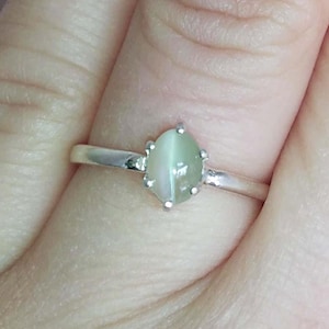 Green Cats Eye Ring Ancient Persian Amulet Chrysoberyl Cats Eye Vintage Gemstone Evil Eye Protection Gem Natural Gemstone Silver Ring 43728