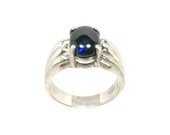 Antique Sapphire Cabochon Ring 18th Century Sapphire Gemstone Ancient Sapphire Ring Persian Talisman Celtic Roman Sterling Silver Ring 60179