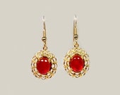 Antique Carnelian Earrings 18th Century Antique Gemstones Carnelian Cabochon Ancient Egyptian Gem Siberian Shaman Amulet Gold Fill 63443