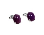 Amethyst Studs Antique Cabochon Purple Amethyst Gemstone Amethyst Cab 18th Century Medieval Catholic Bishop Sterling Silver Earrings 46908