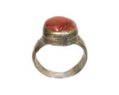 Genuine Antique Ring 18th Century Ring Russian Jewelry Tatars Jewelry Ottoman Empire Silver Ring Orange Quartz Carnelian Ring Size 11 57557