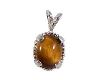 Tigers Eye Silver Necklace Roman Legionary Ancient Talisman Courage Gem Antique Gemstone Timeless 19th Century Gem Tiger’s Eye Cab #22372
