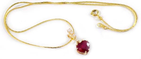 Gorgeous Ruby Heart Pendant Ruby Gemstone 14kt Go… - image 10