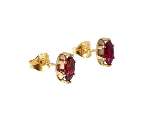 Red Ruby Earrings Genuine Ruby Gems 14kt Gold Fil… - image 4