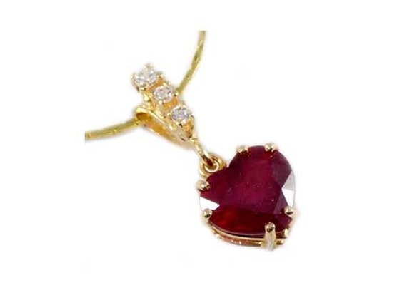 Gorgeous Ruby Heart Pendant Ruby Gemstone 14kt Go… - image 3