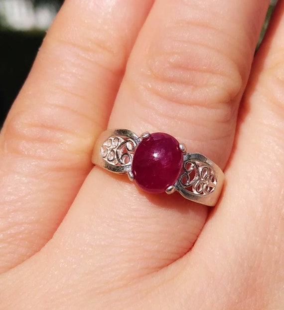 Antique Ruby Cabochon Ruby Ring 18th Century Ruby… - image 1