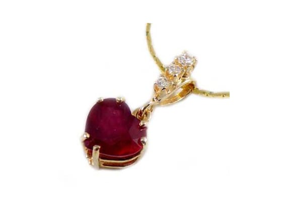 Gorgeous Ruby Heart Pendant Ruby Gemstone 14kt Go… - image 1