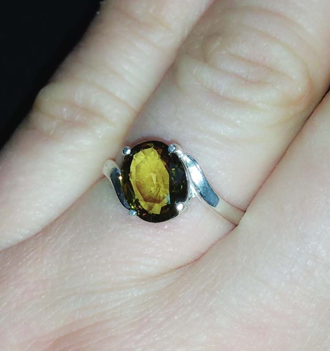 Gem Treasures 18K Vermeil 1.13ctw Andalusite & White Zircon Ring