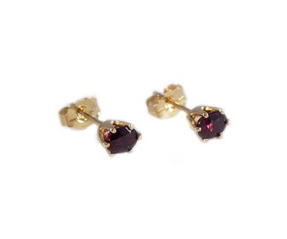 Red Ruby Earrings, 14kt Gold Studs, Ruby Studs, A… - image 2