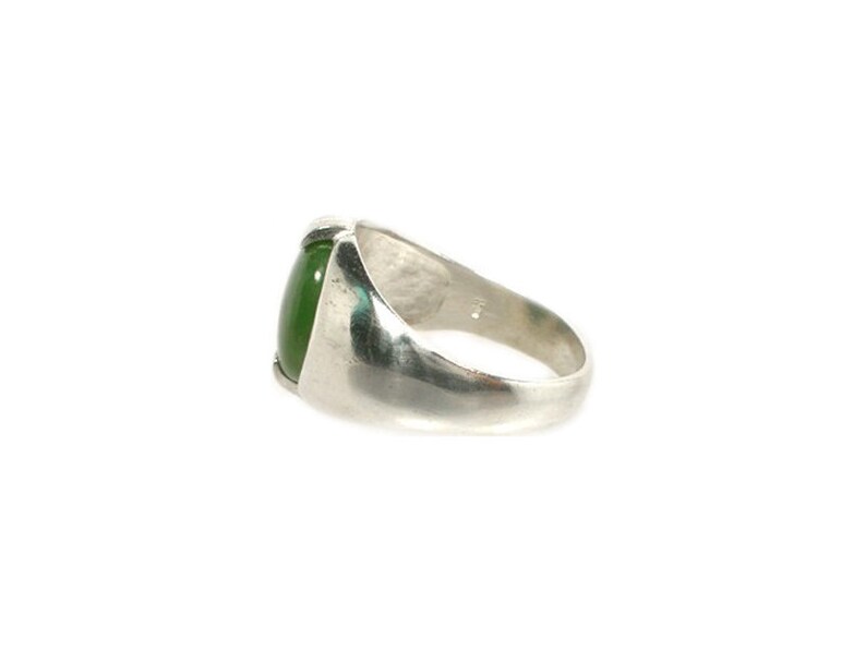 Jade Ring Swiss Alps Nephrite Gemstone, Handsome Antique Gemstone, Neolithic Stone Age Amulet, 19th Century Jade Gem, Cabochon Ring, Sterling Silver Ring Size 10, Gorgeous Jade Jewelry, Green Cabochon Jewelry Gift