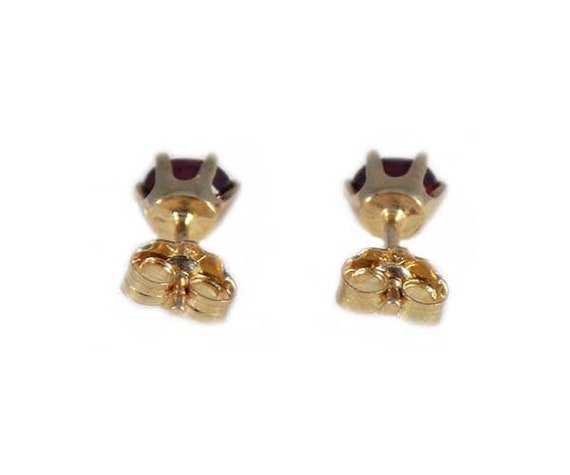 Red Ruby Earrings, 14kt Gold Studs, Ruby Studs, A… - image 9
