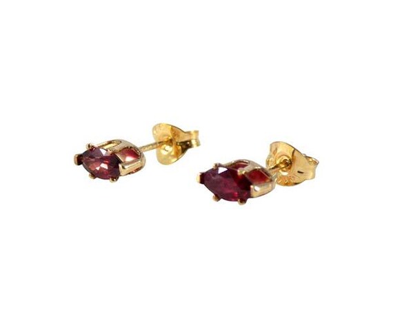 Red Ruby Earrings Genuine Ruby Gems 14kt Gold Fil… - image 3
