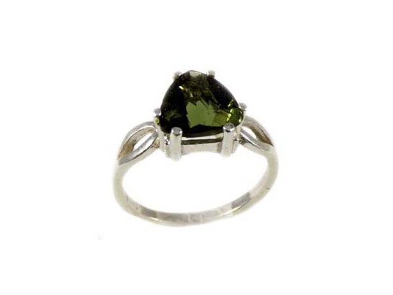 Rare Gemstone Moldavite Ring Czech Gemstone 19th C