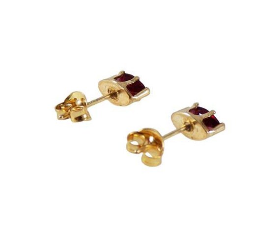 Red Ruby Earrings Genuine Ruby Gems 14kt Gold Fil… - image 9