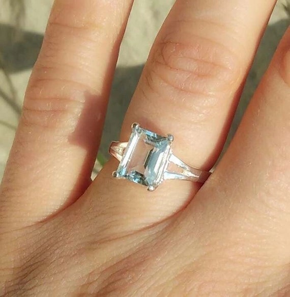 Seawater Blue Aquamarine Ring Perfect Gift Ancient Greek Mariner Talisman Antique Gemstone Pastel Blue Aquamarine Wedding Gemstone #65691