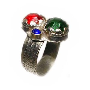 Antique Ring, Byzantine Jewelry Gift, 18th Century Ring, Unique Gift for Him, Byzantine Silver Alloy Ring, Glass Gemstone Ring Size 10 53760
