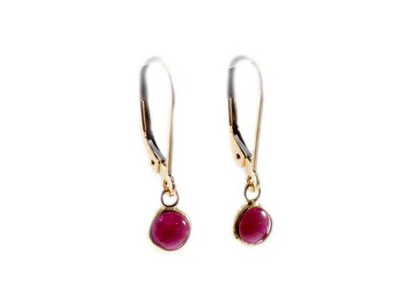 Ruby Earrings 14kt Gold Ruby Dangles, Ancient Amu… - image 4