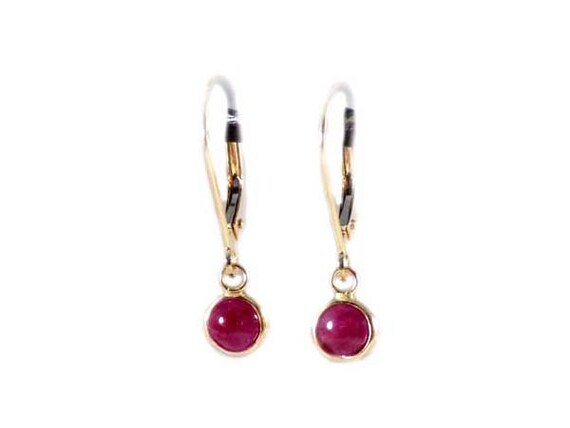 Ruby Earrings 14kt Gold Ruby Dangles, Ancient Amu… - image 1