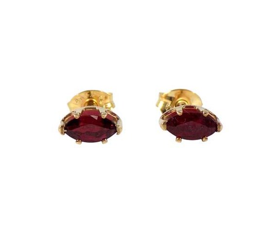 Red Ruby Earrings Genuine Ruby Gems 14kt Gold Fil… - image 7