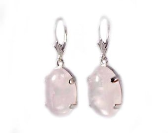 Greek God Eros Rose Quartz Earrings Roman God Cupid Rose Cabochon Love Gemstone 18th Century Gem Antique Quartz Gemstone Rose Dangles #65286